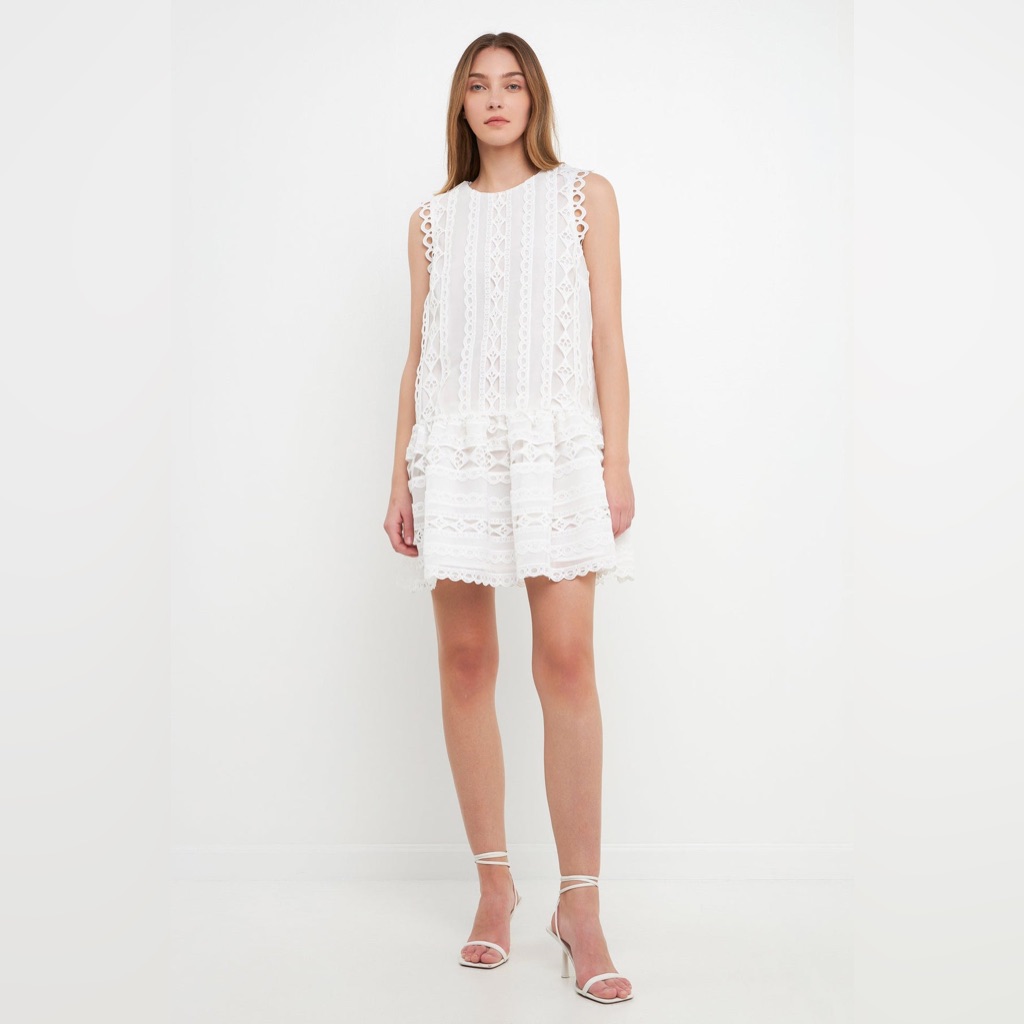 Endless Rose White Lace Tiered Mini Dress